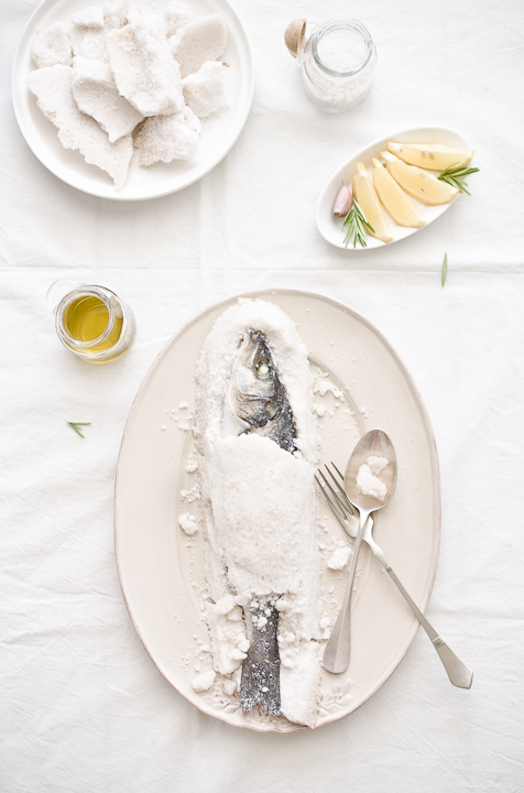 Sea Bass Baked in Salt Crust