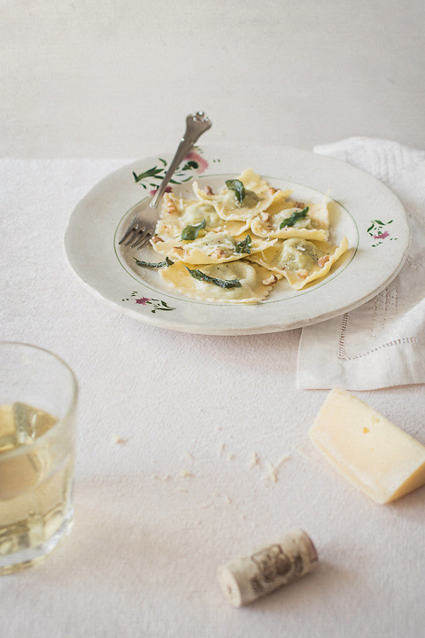 Pea Ravioli with Sage Butter Sauce