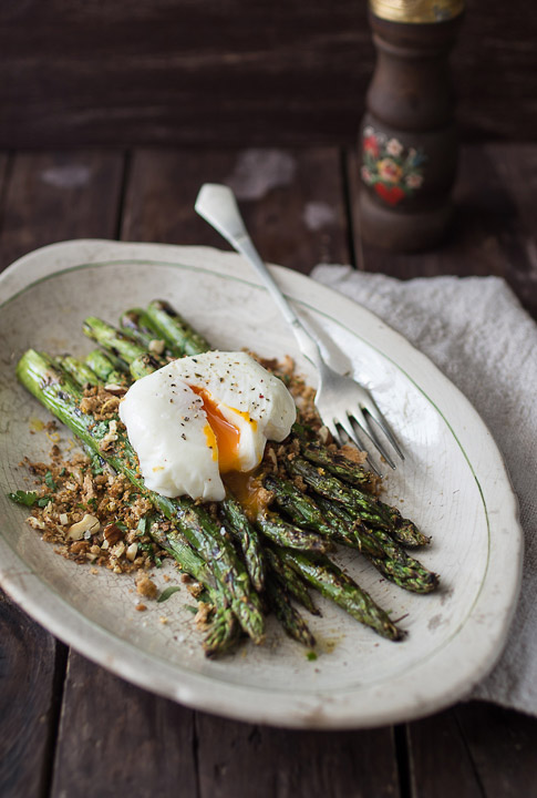 Grilled Asparagus with Lemon Anchovy & Garlic Bread Crumbs