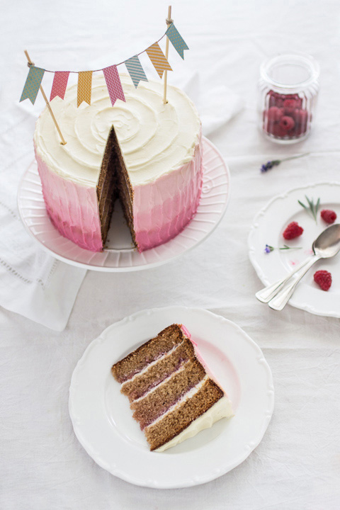 Raspberry Cake with Whipped Cream Cheese Frosting