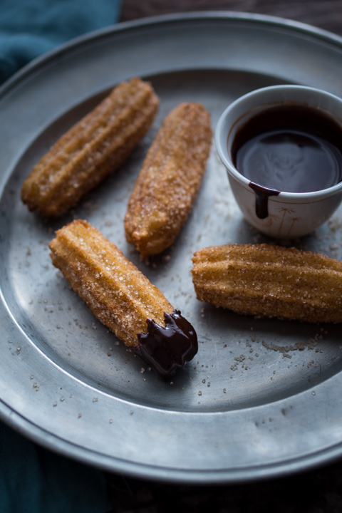 Churros with Chocolate Chili Sauce