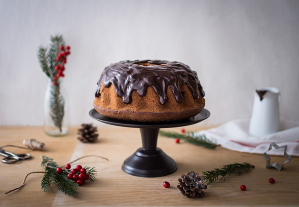 Cranberry Orange Bundt Cake with Chocolate Glaze