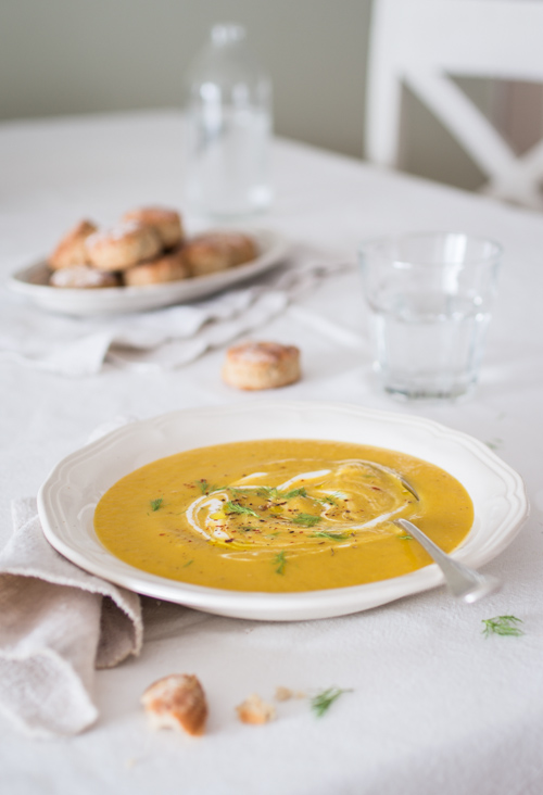 Carrot Fennel & Ginger Soup with Buckwheat Biscuits